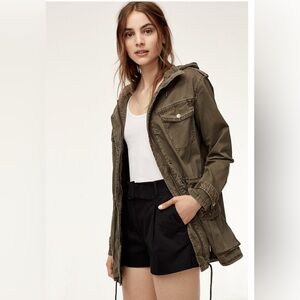 Talula by‎ ARITZIA Trooper Lived In Utility Jacket Olive Green Hooded Size Small